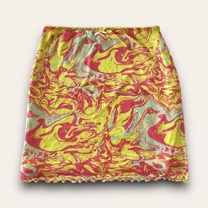 Wild Fable Fluid Print Mesh Mini Skirt Size Medium Eclectic Boho Colorful
